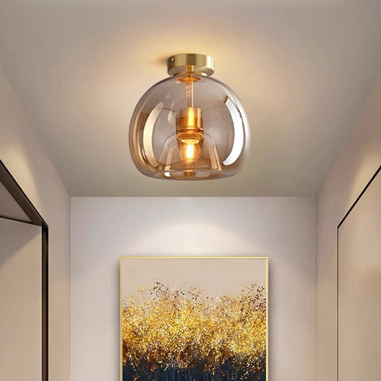 Set of 2 Modern Copper Glass Hallway Ceiling Light