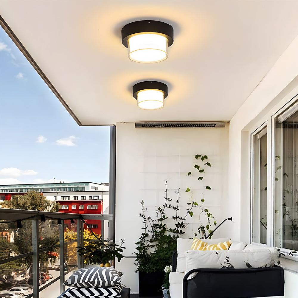 IP68 Outdoor Flush Mount Black Patio Ceiling Light