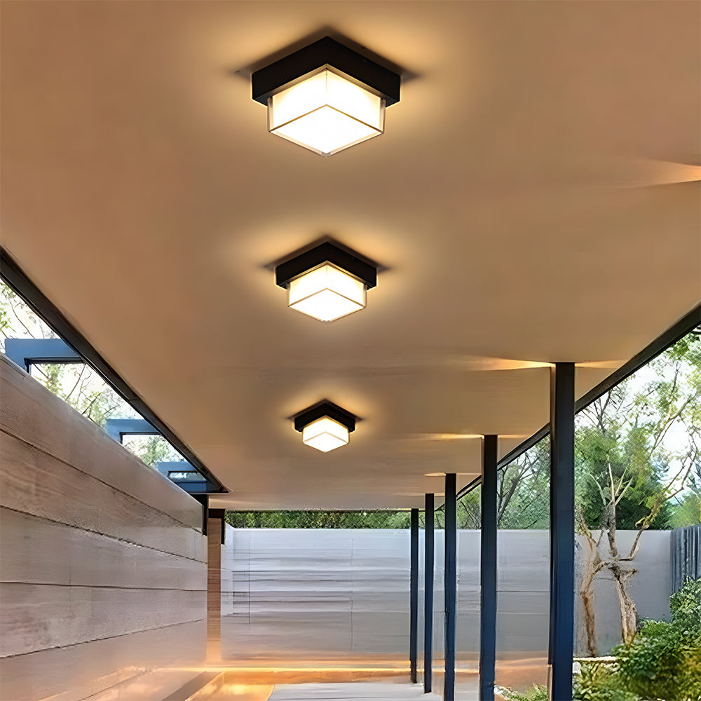 IP68 Outdoor Flush Mount Black Patio Ceiling Light