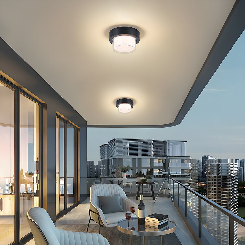 IP68 Outdoor Flush Mount Black Patio Ceiling Light