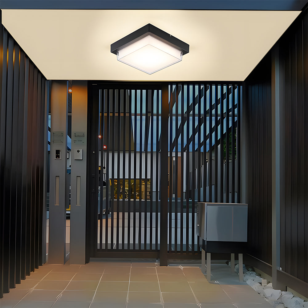 IP68 Outdoor Flush Mount Black Patio Ceiling Light