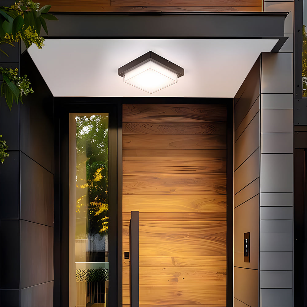 IP68 Outdoor Flush Mount Black Patio Ceiling Light