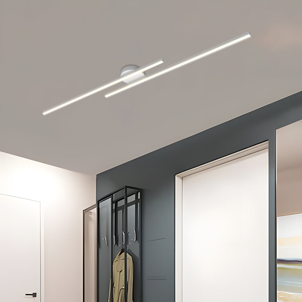 Modern Aluminium Long Strip Semi Flush Mount LED Ceiling Light For Living Room