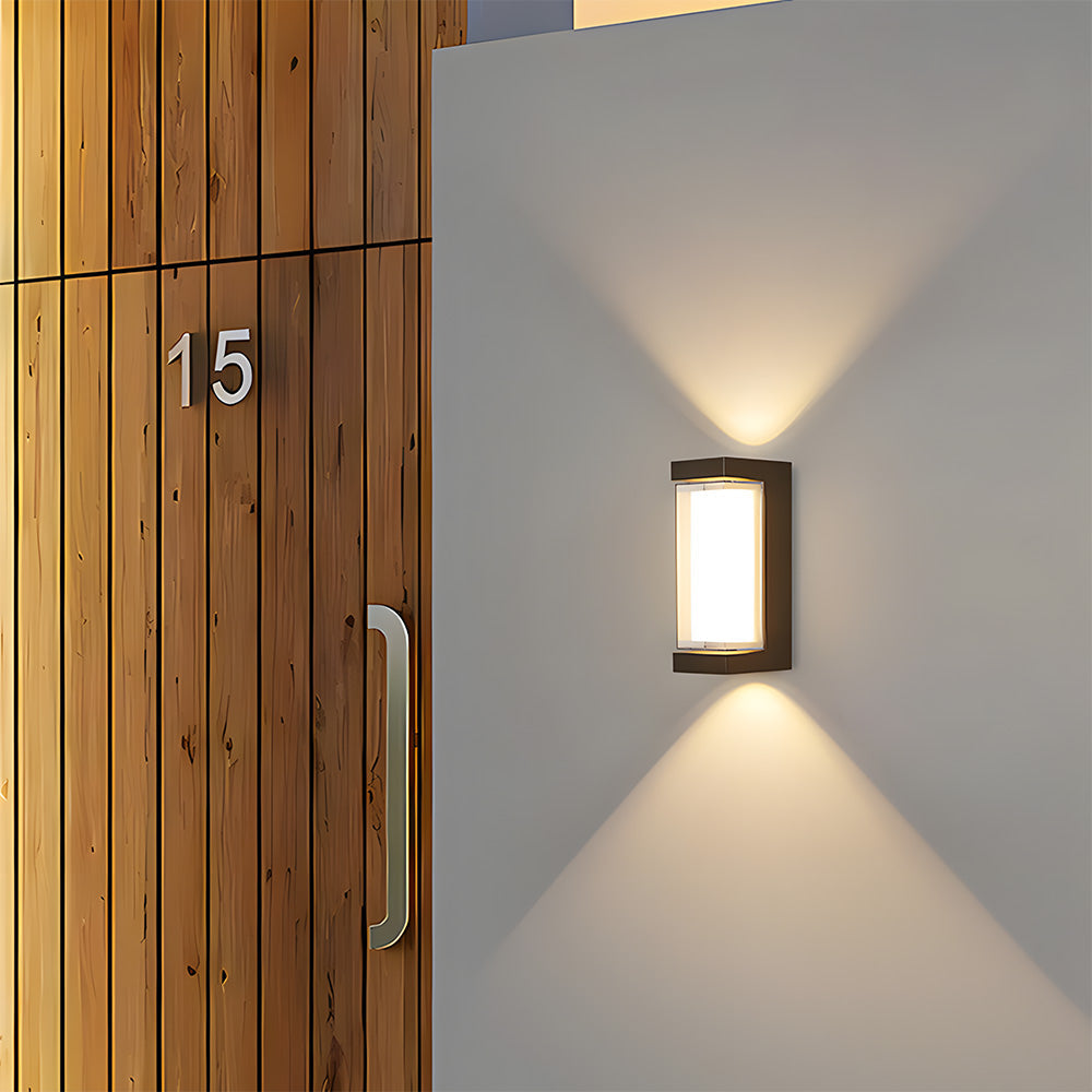 LED Up and Down Black Outdoor Wall Lights, Cool White Light