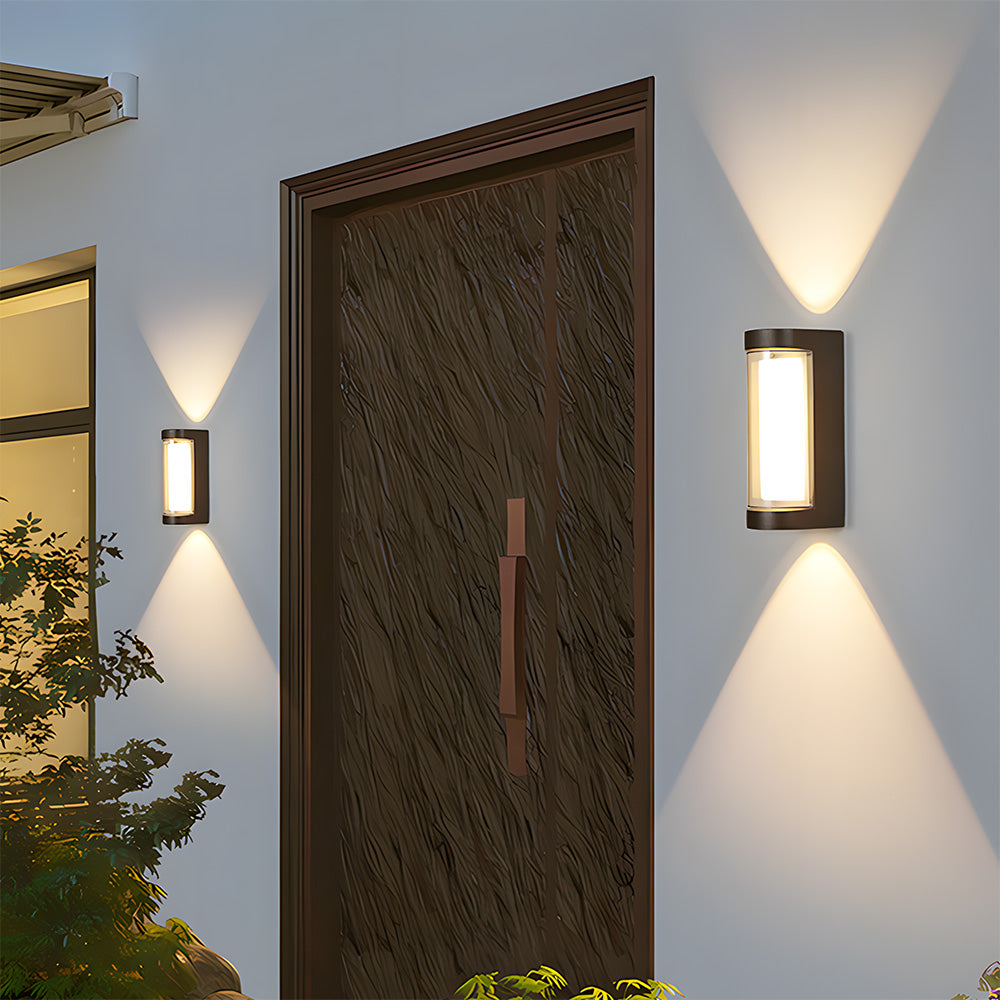 LED Up and Down Black Outdoor Wall Lights, Cool White Light