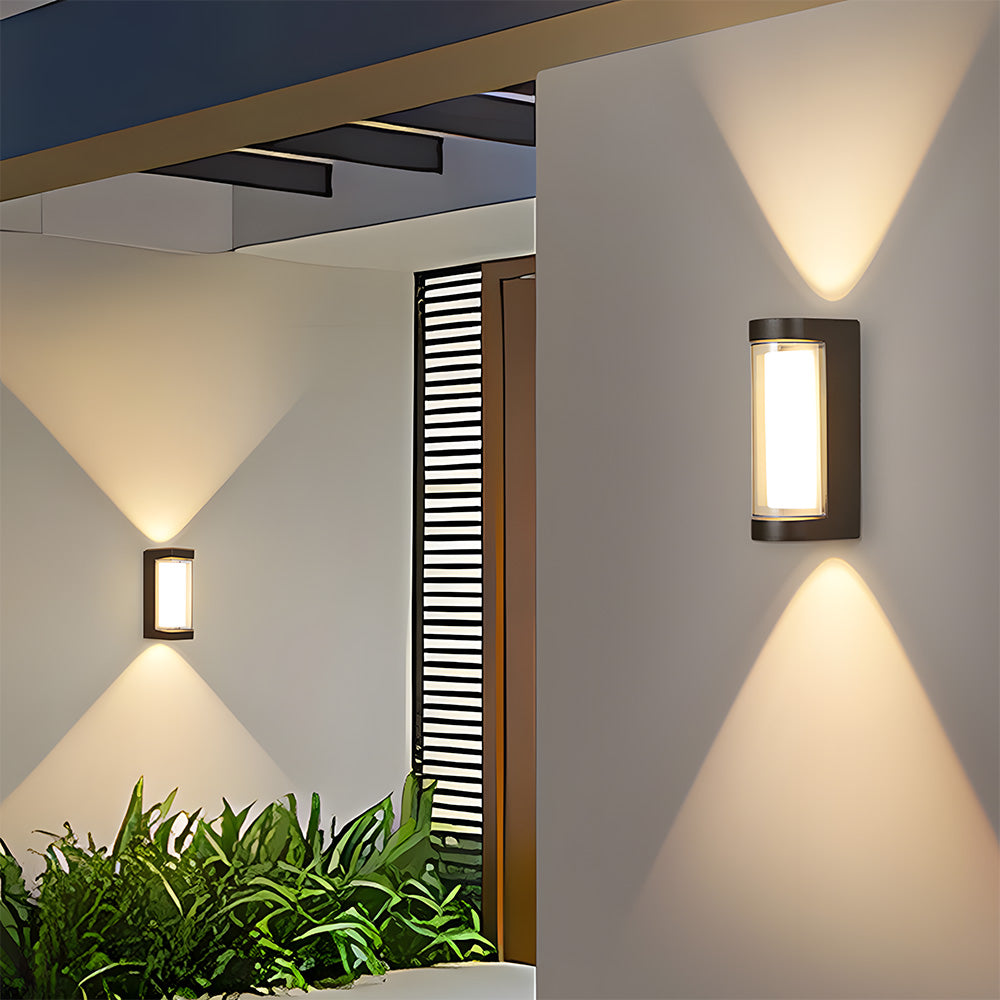 Set of 2 Modern Black LED Up & Down Outdoor Wall Lights