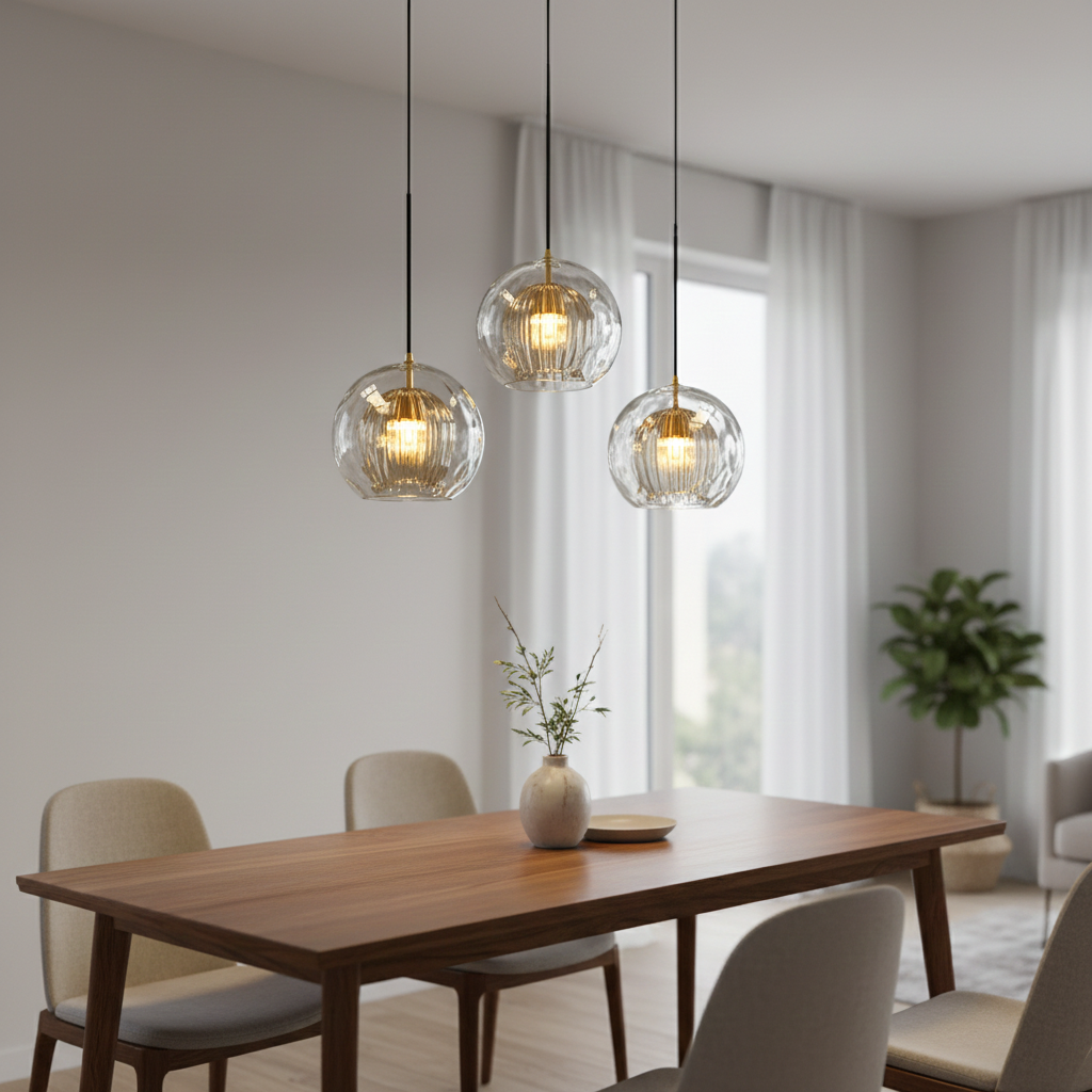 Nordic Modern Bedroom Spherical Glass Pendant Lights