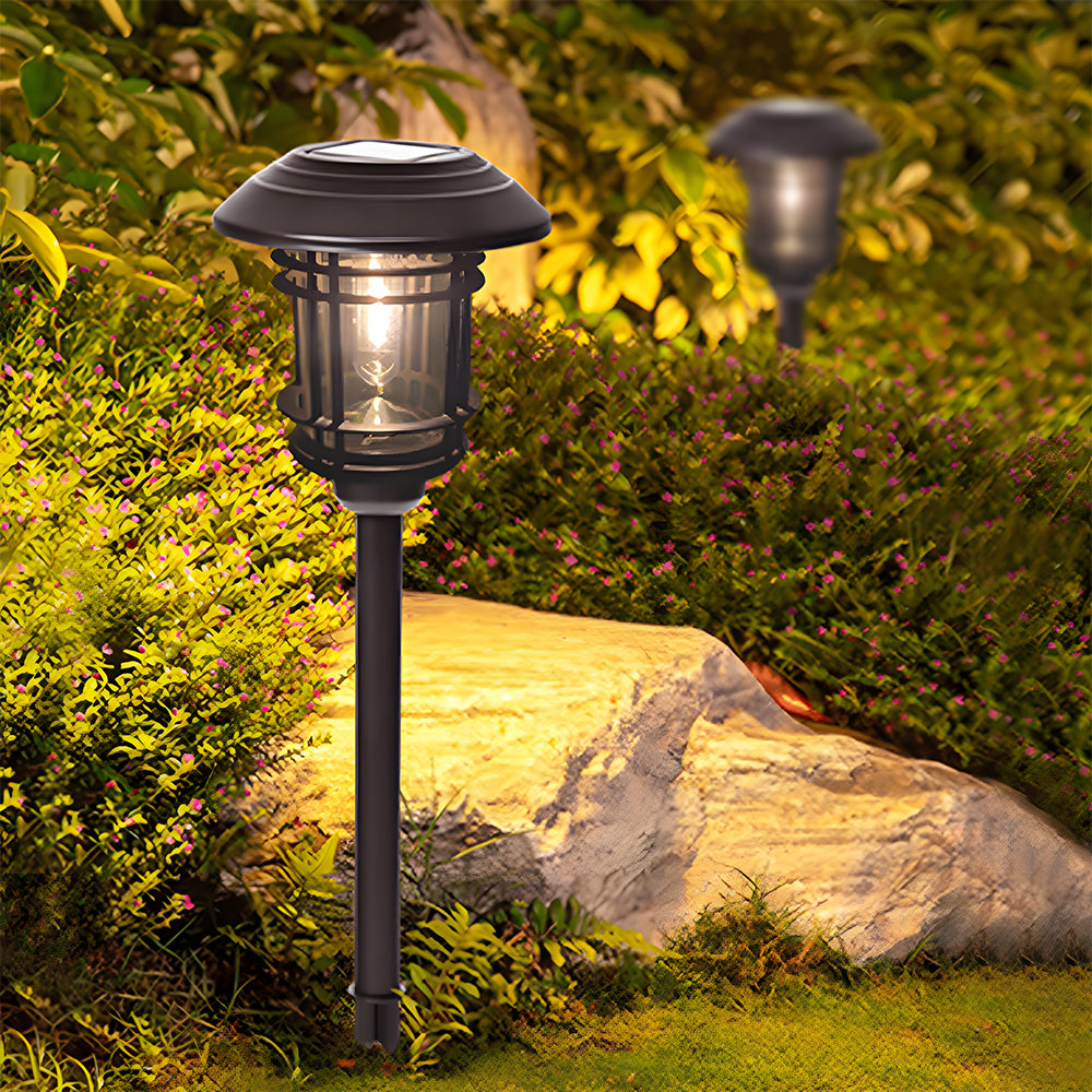 Traditional Black Solar Power Floor Lights Outdoor