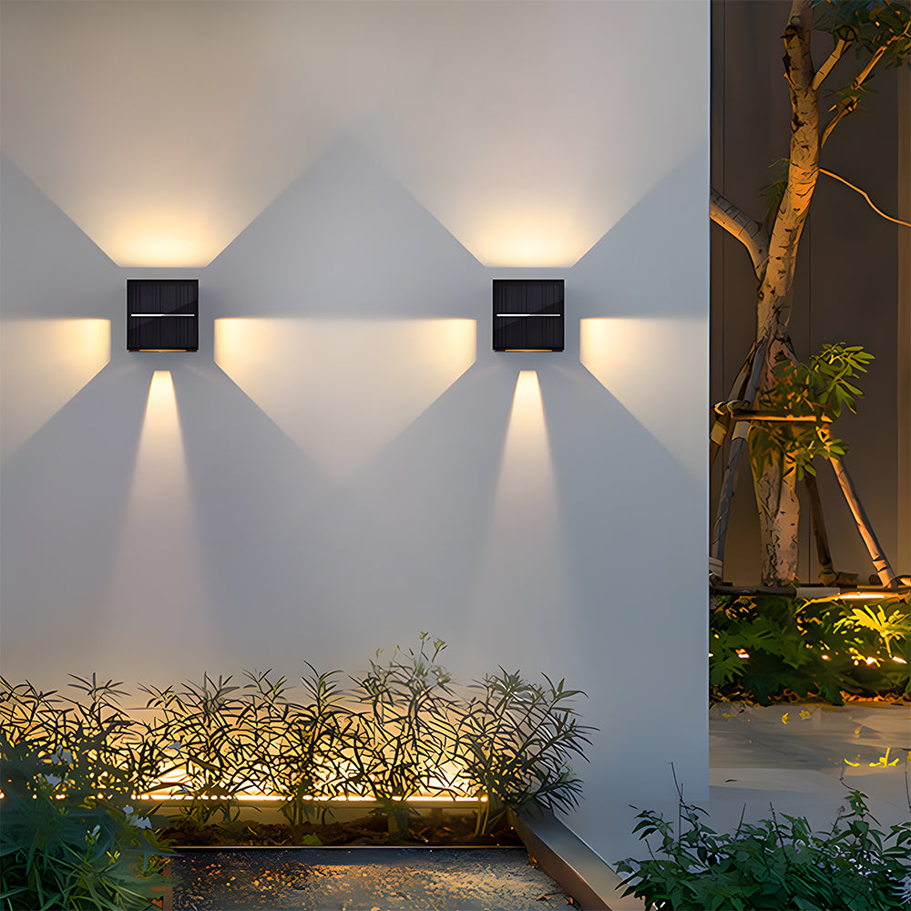 Square Black Garden Solar Outdoor Wall Lights