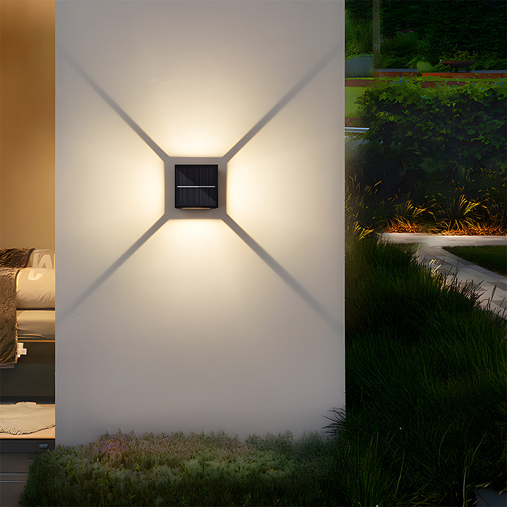 Square Black Garden Solar Outdoor Wall Lights