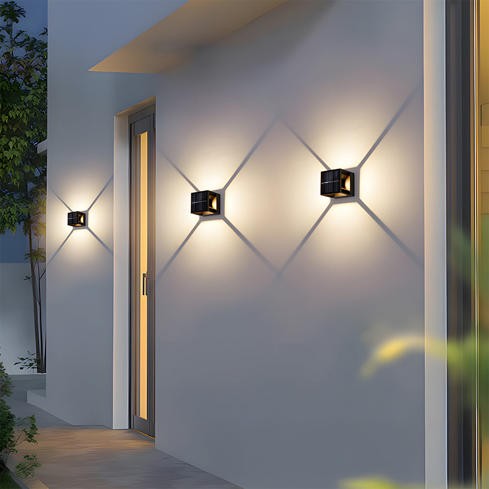 Square Black Garden Solar Outdoor Wall Lights