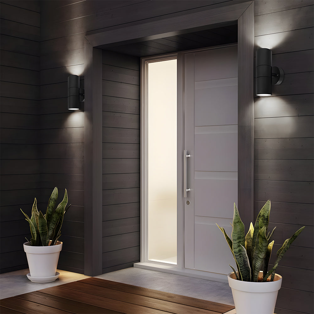 Black Double Up Down Outdoor Wall Light IP65
