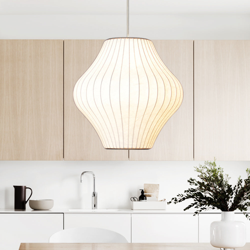 Nordic White Lantern Saucer Pendant Light For Living Room