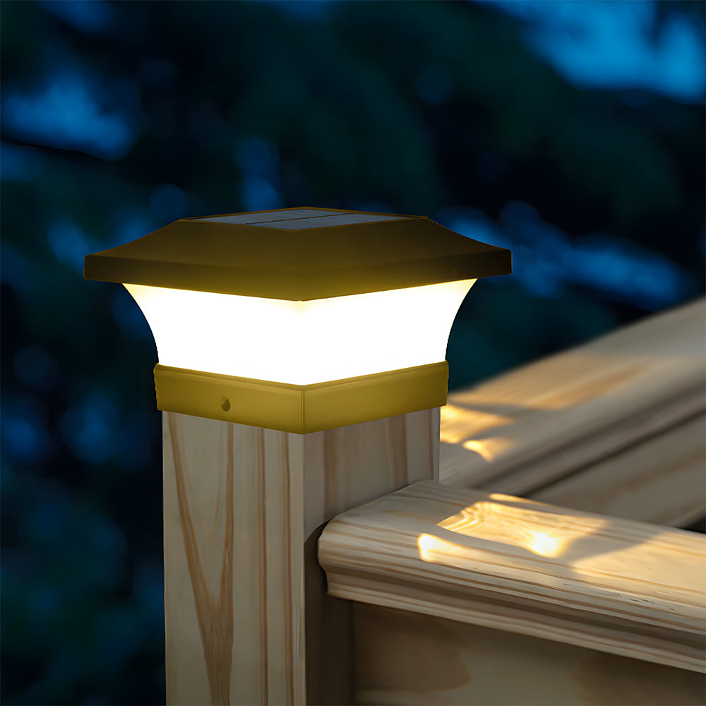 Modern Black Solar Power Lantern Outdoor Post Light