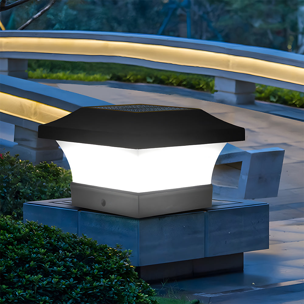 Modern Black Solar Power Lantern Outdoor Post Light