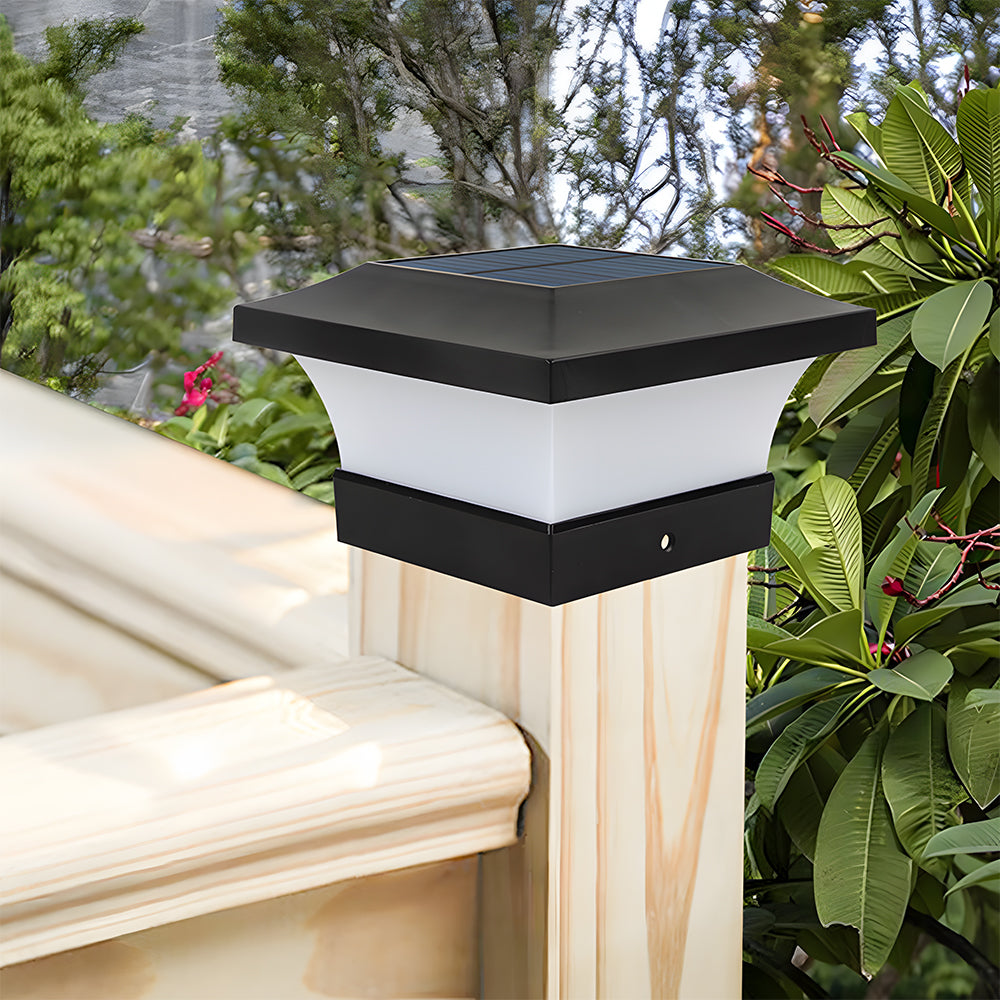Modern Black Solar Power Lantern Outdoor Post Light