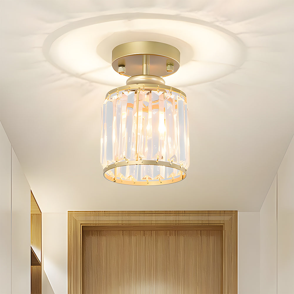Modern Crystal Semi Flush Mount Hallway Ceiling Light