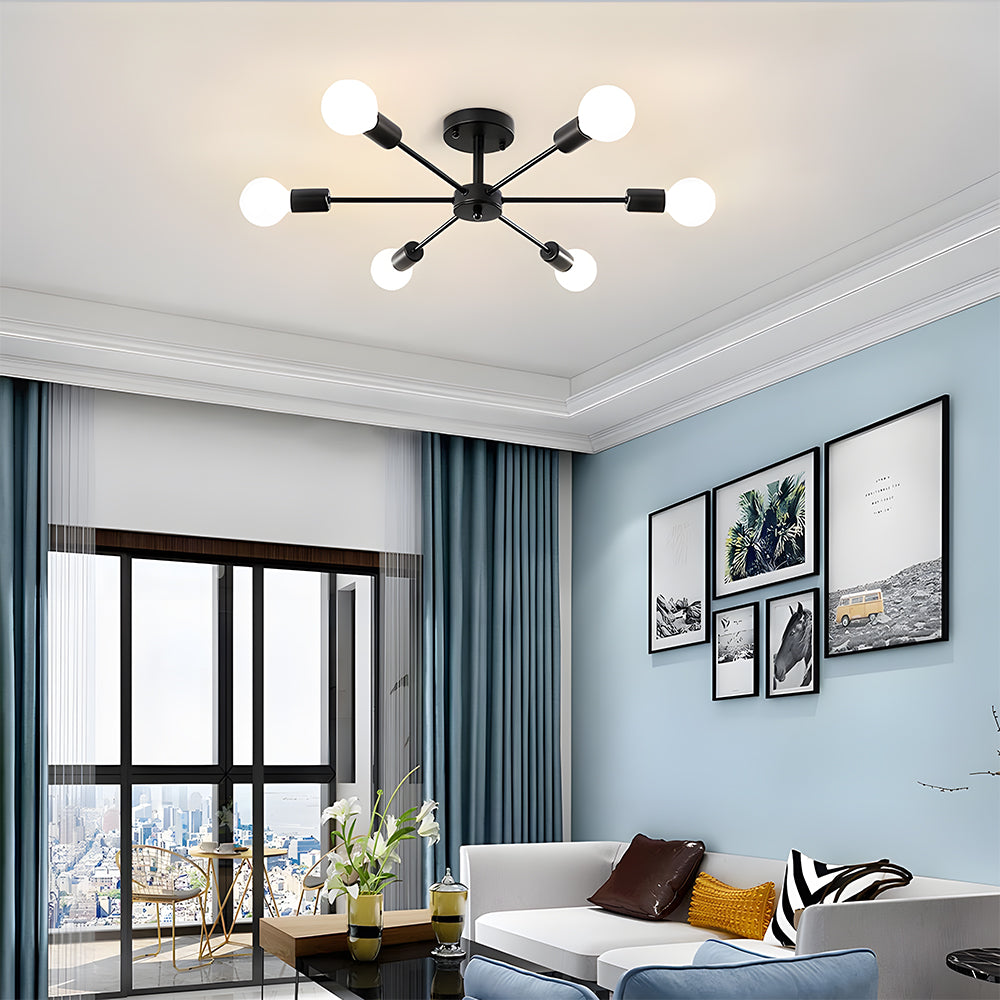 Nordic Iron Multi-Head Living Room Ceiling Lights