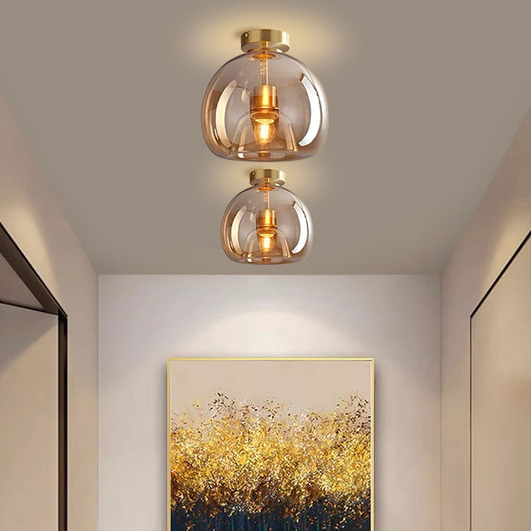 Retro Copper Glass Modern Ceiling Lights