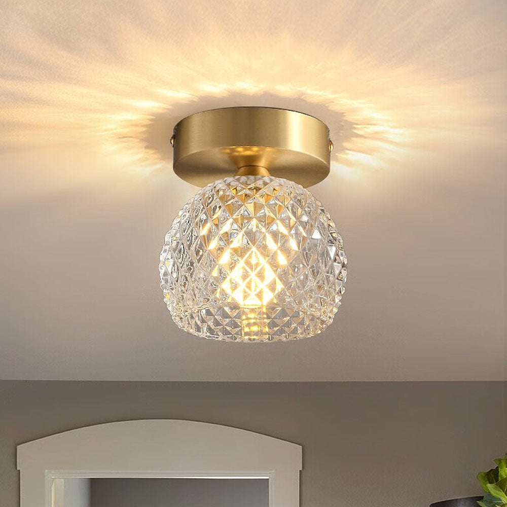 Contemporary Mini Clear Semi-Flush Hallway Ceiling Light