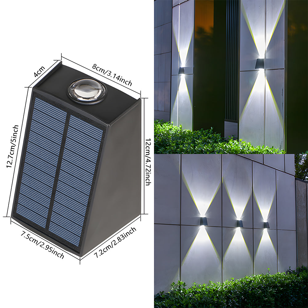 Waterproof Outdoor Solar Wall Lights Up & Down Fence Lighting for Courtyard Garage Front Porch