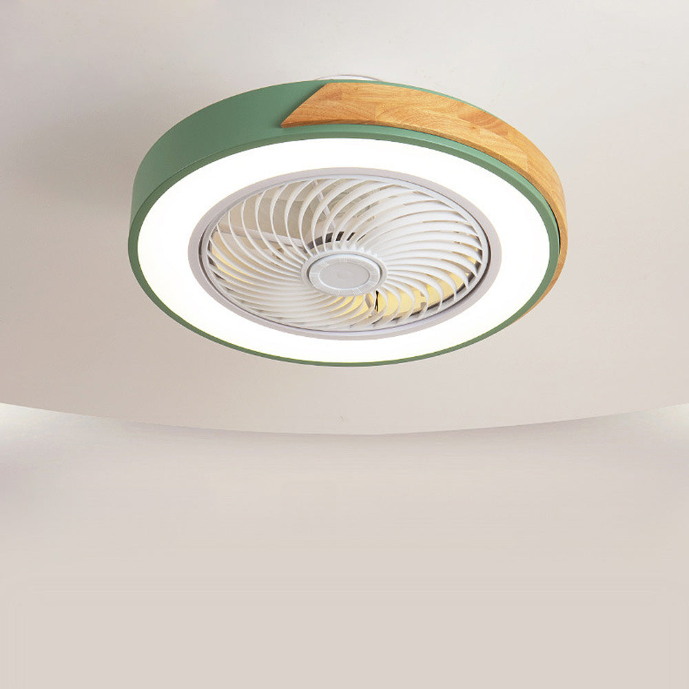 Modern Round Wood Ceiling Fans With LED Lights
