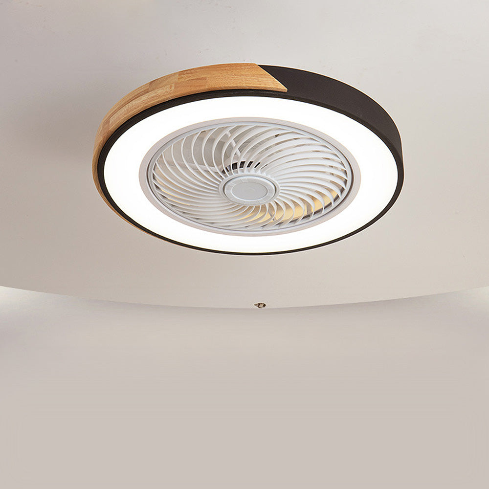 Modern Round Wood Ceiling Fans With LED Lights