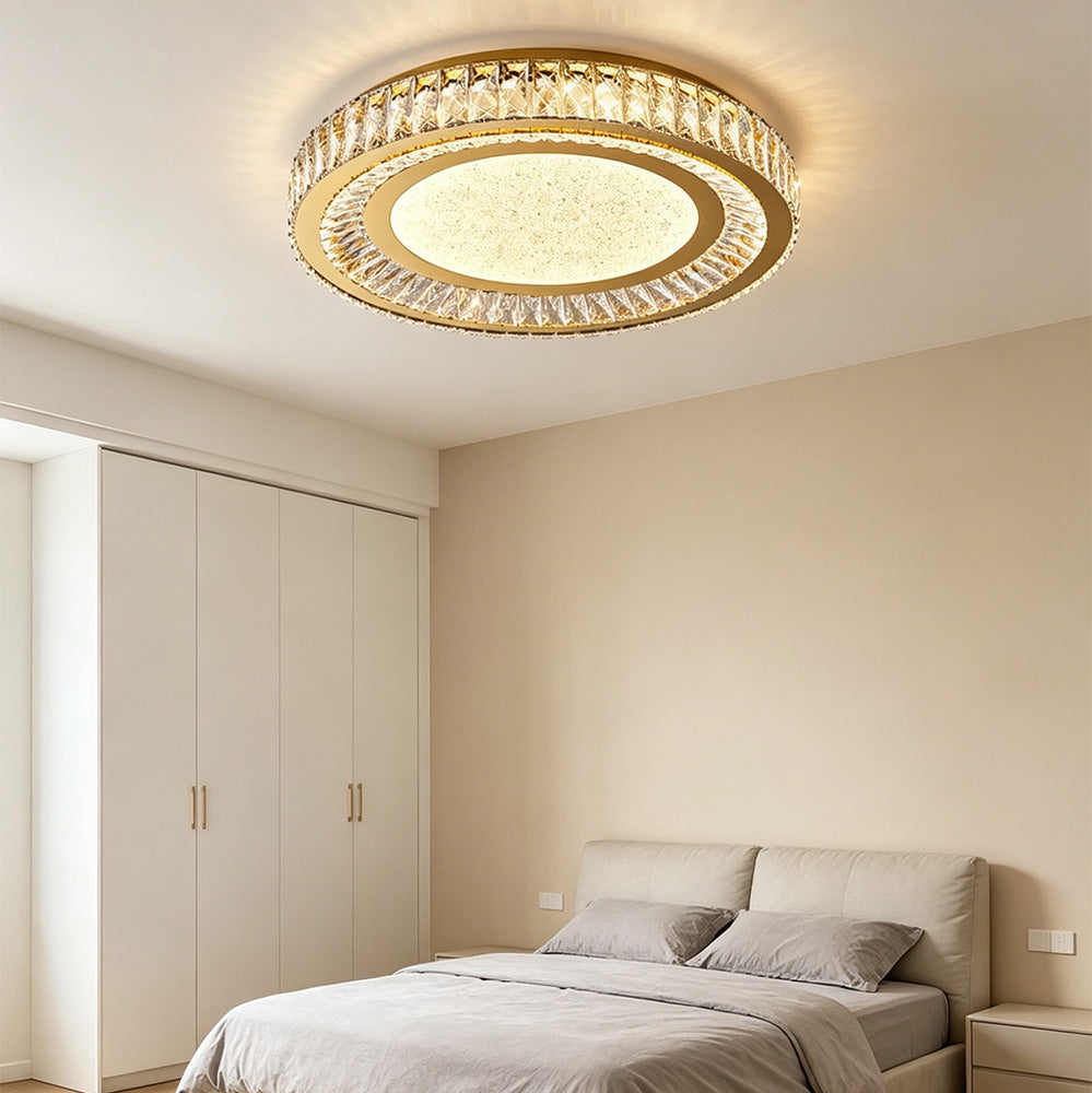 Luxury Crystal LED Ceiling Light Modern Round Chandelier for Living Room