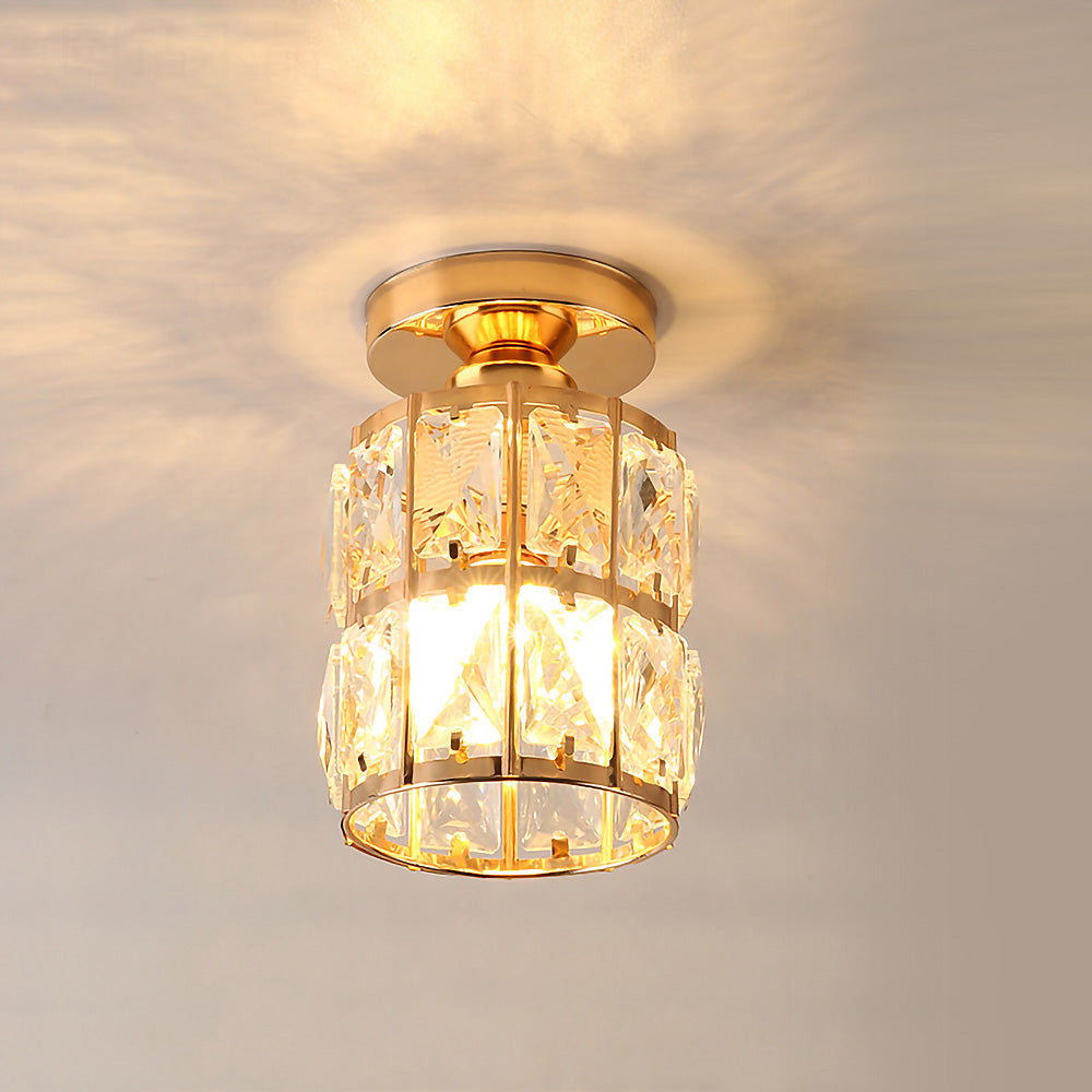 Modern Gold Glass Semi-Flush Hallway Light Fixture