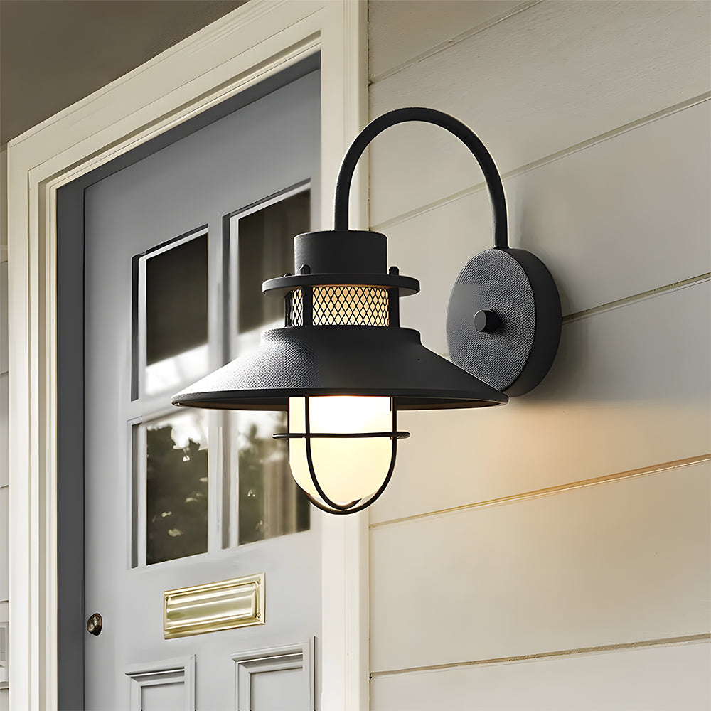 Industrial Outdoor Black Metal Wall Light