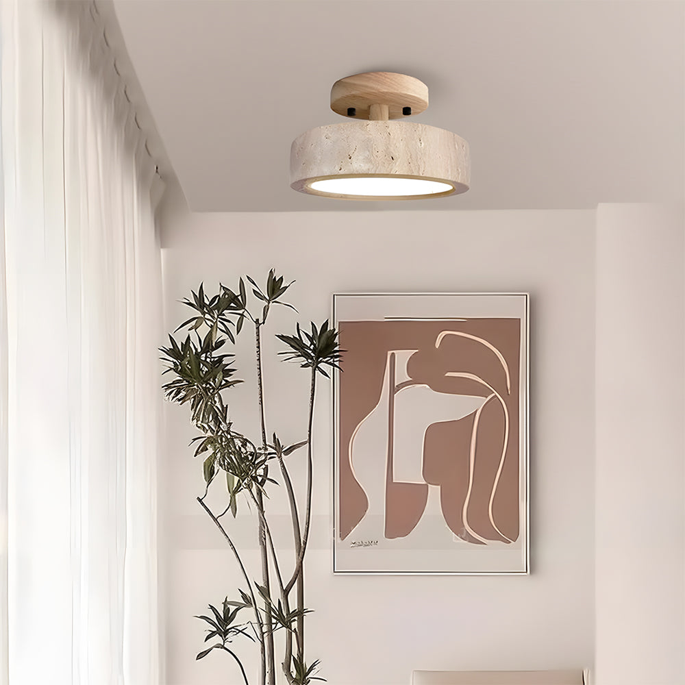 Wabi-Sabi Travertine LED Ceiling Light for Hall, Corridor, Living room
