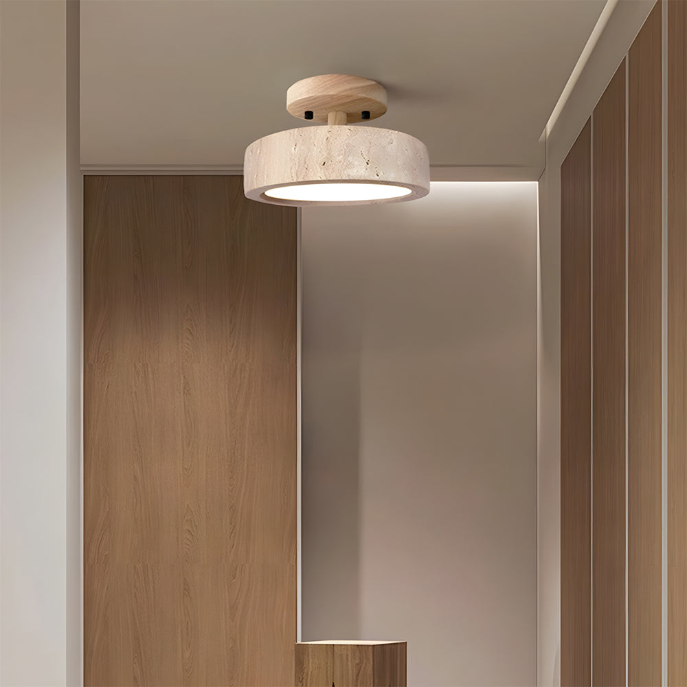 Wabi-Sabi Travertine LED Ceiling Light for Hall, Corridor, Living room