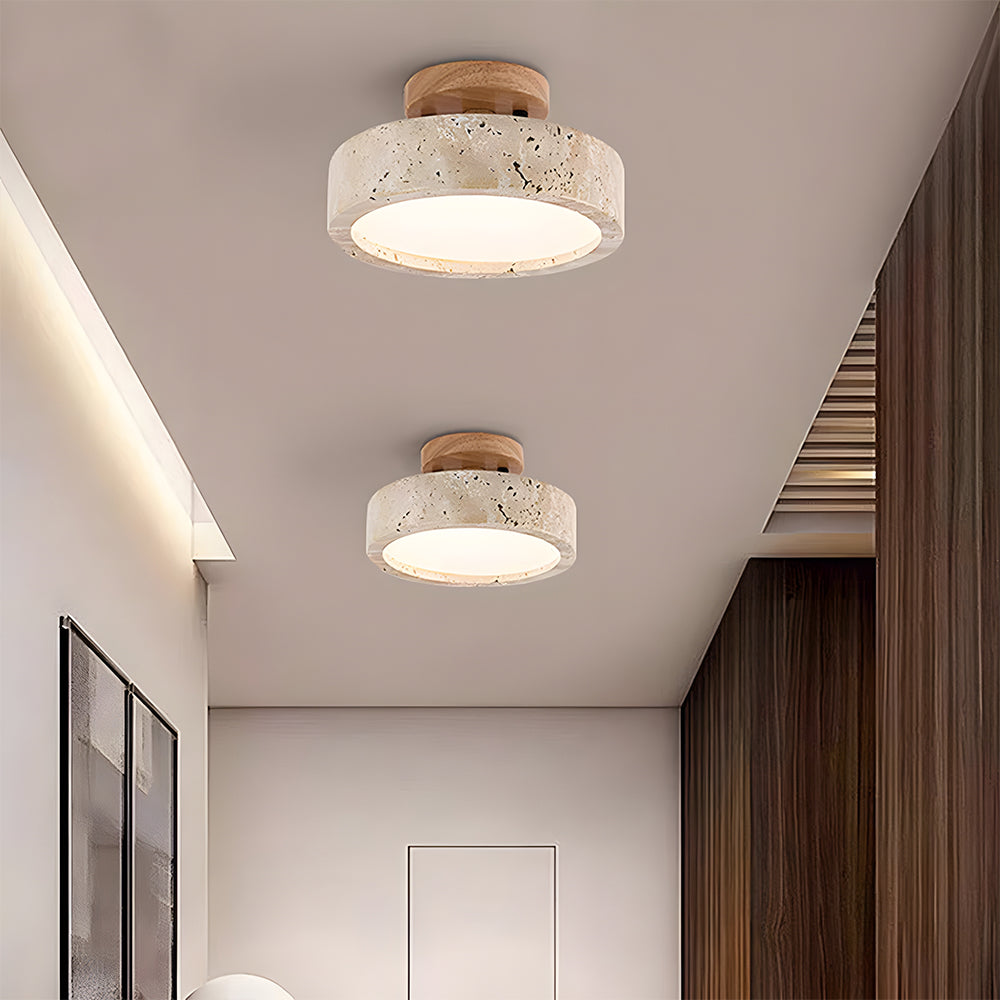 Wabi-Sabi Travertine LED Ceiling Light for Hall, Corridor, Living room