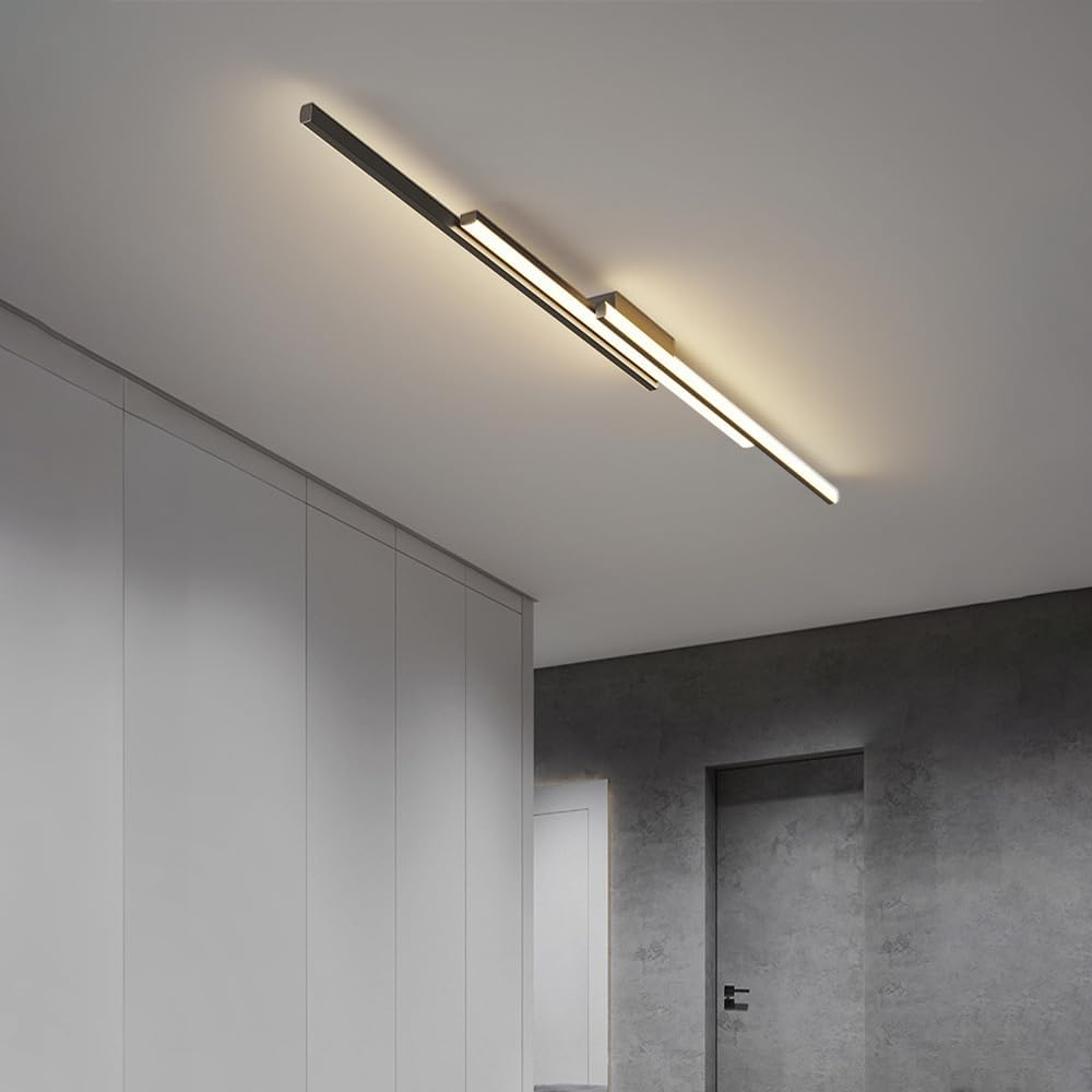 Modern Minimalist Linear LED Ceiling Lamp, Close-to-Ceiling Lights for Living room & Bedroom