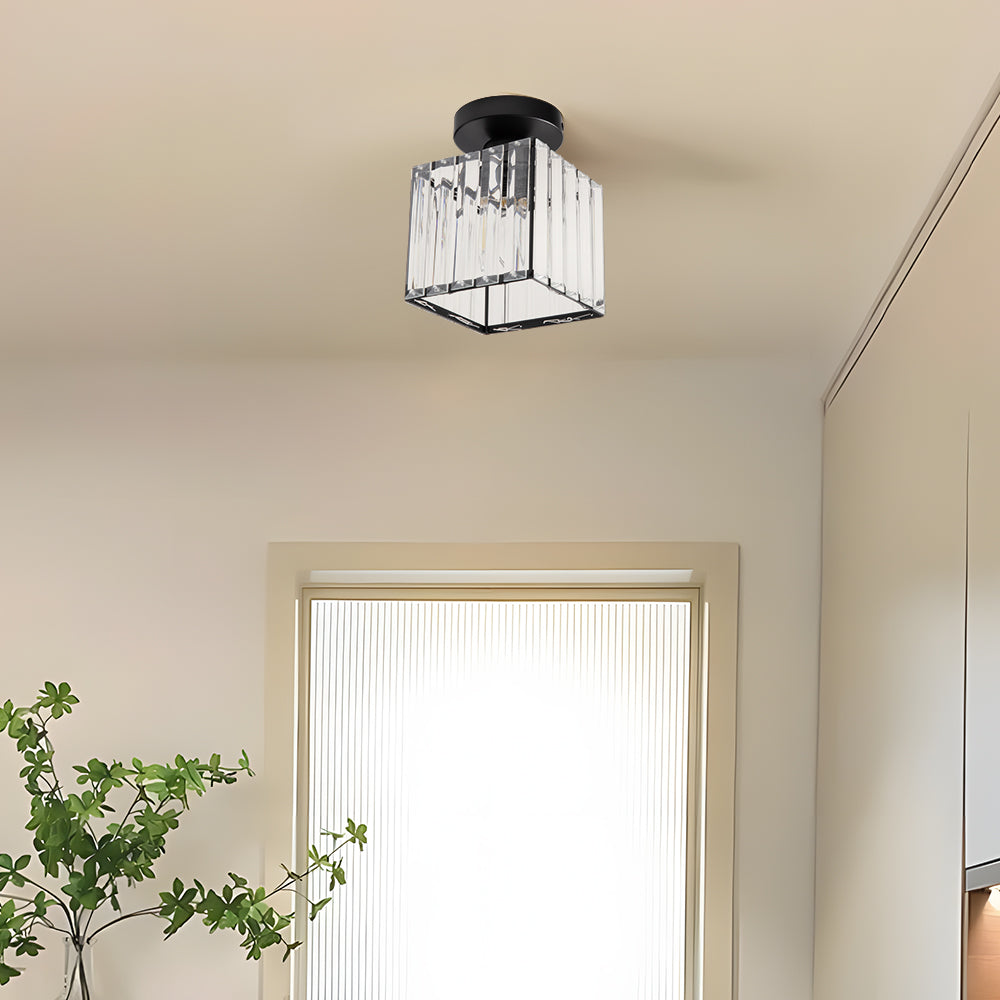 Mini Crystal Ceiling Light, black, E27, 13cm
