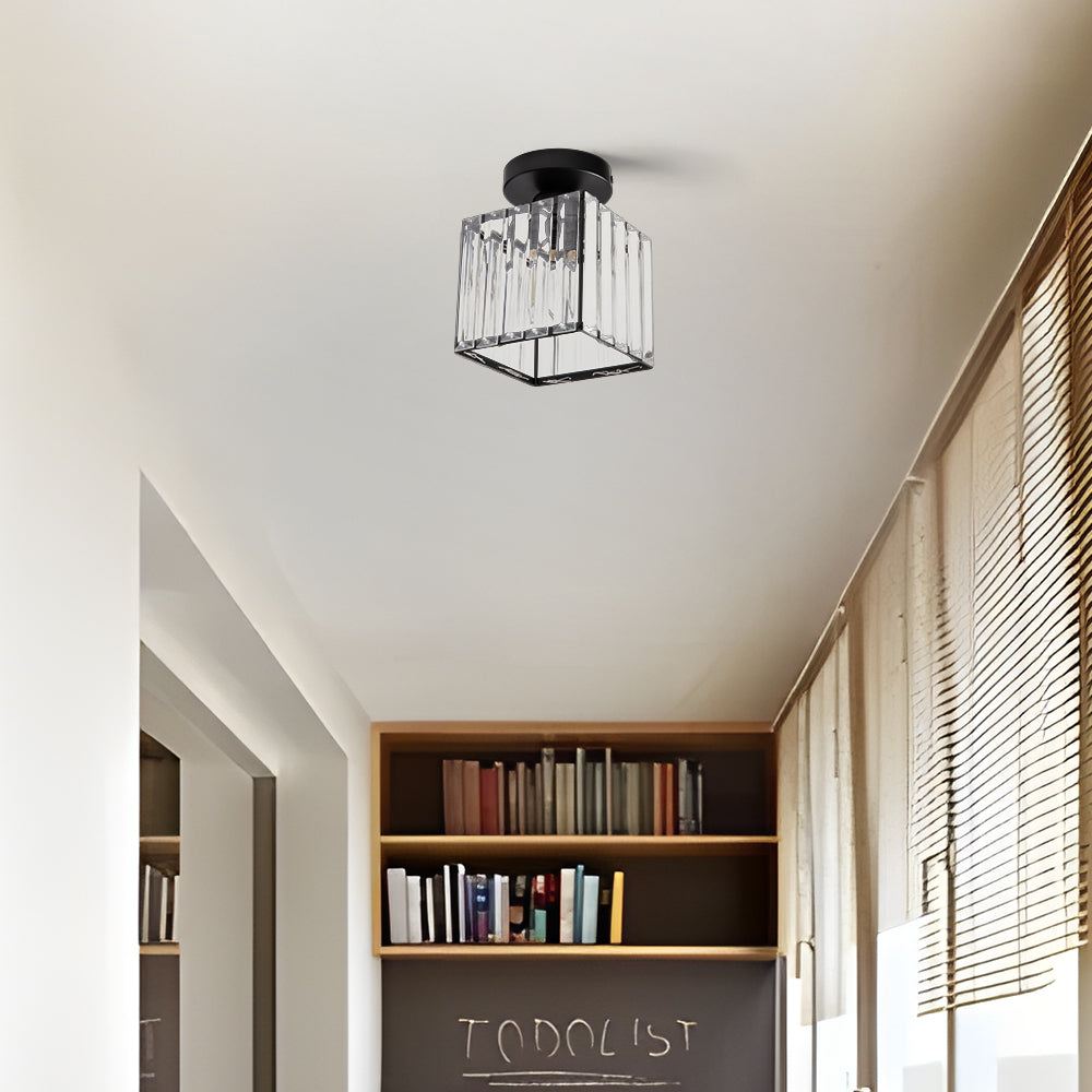 Mini Crystal Ceiling Light, black, E27, 13cm