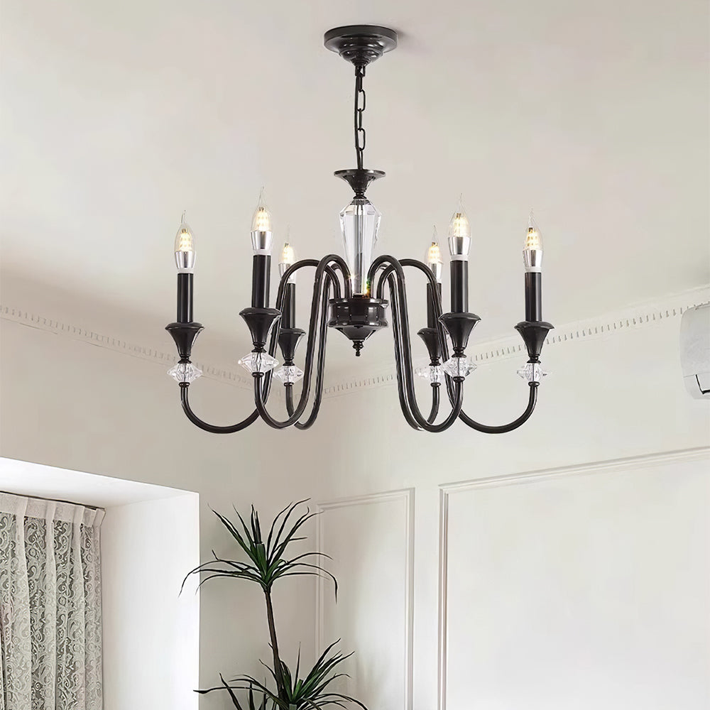 Living Room Black Chandelier with Adjustable Chain