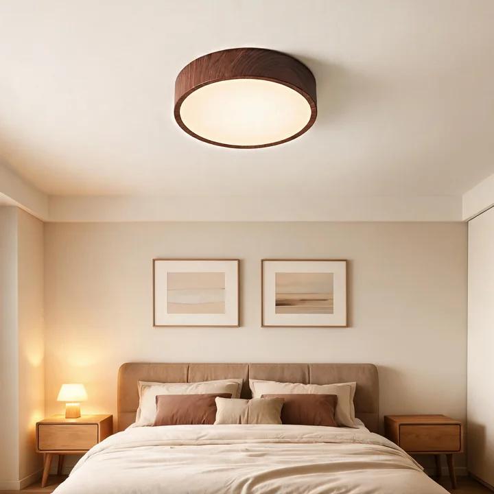 Nordic Wood LED Flush Mount Ceiling Light Minimalist Lamp for Bedroom
