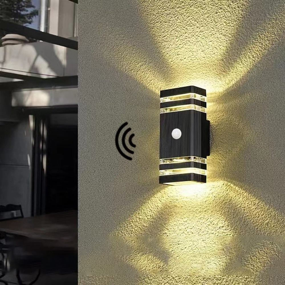 Modern Layered Outdoor Wall Lights with Optional PIR Sensor for Porch Patio