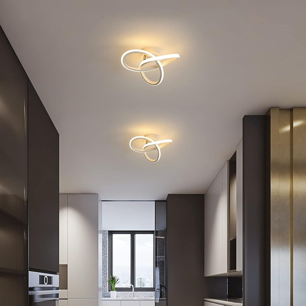 Set of 2 Modern LED Ceiling Lights for Hallway