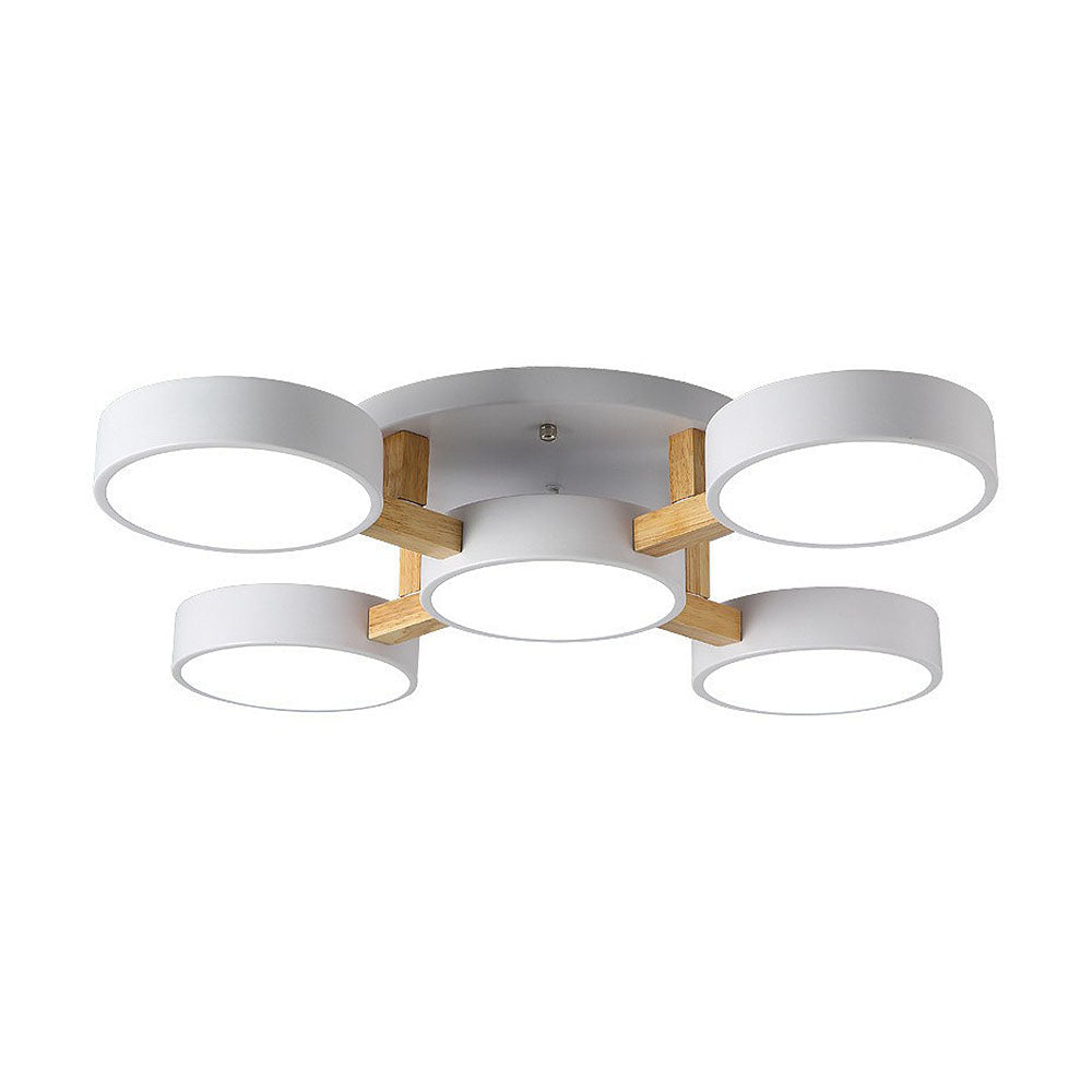 Modern Iron Wood LED Bedroom Ceiling Light