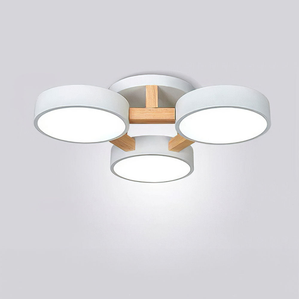 Modern Iron Wood LED Bedroom Ceiling Light