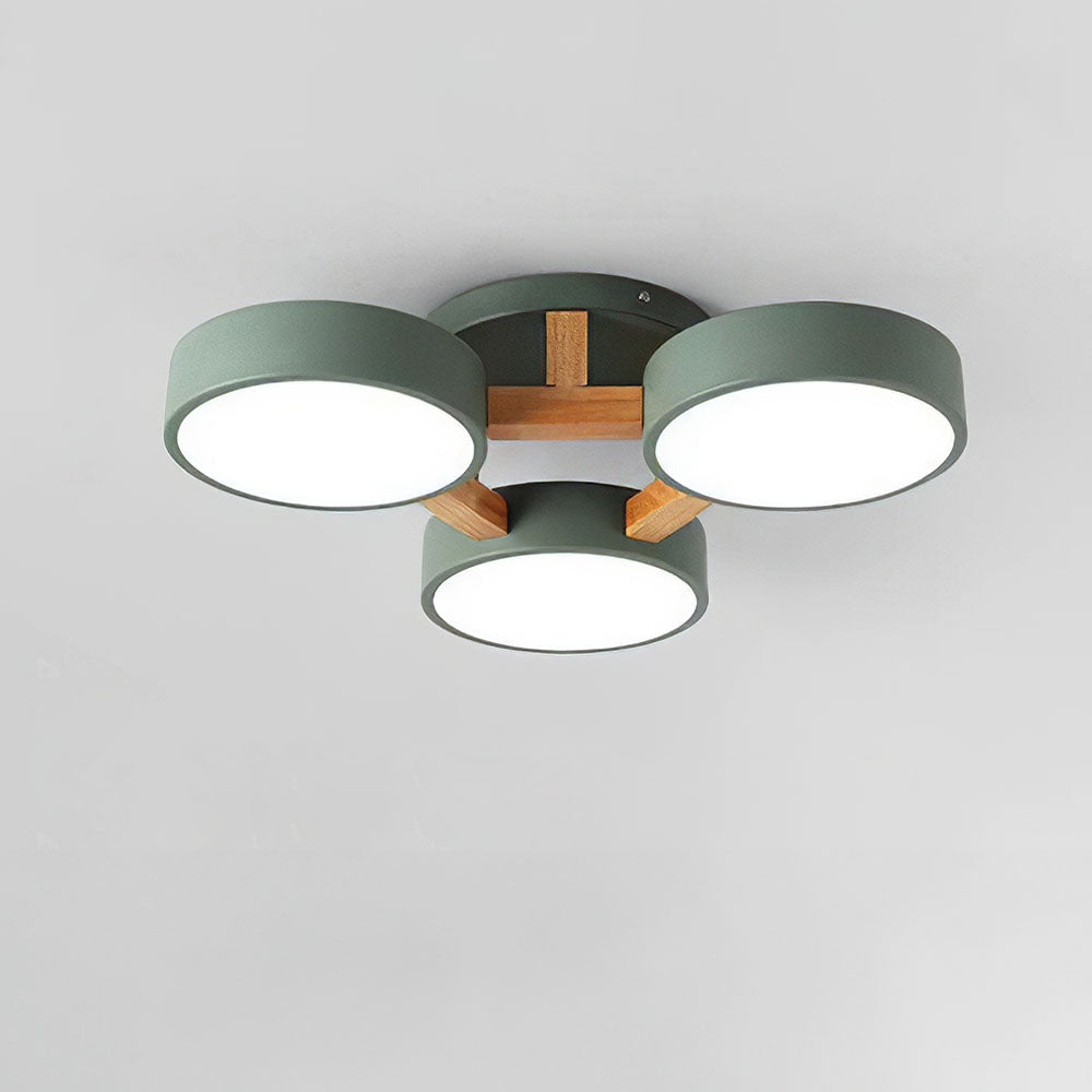 Modern Iron Wood LED Bedroom Ceiling Light