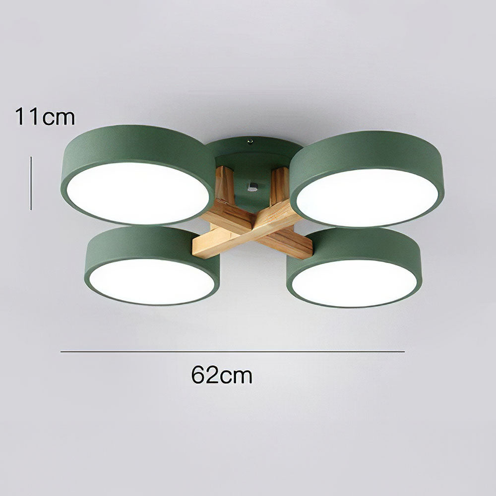 Modern Iron Wood LED Bedroom Ceiling Light