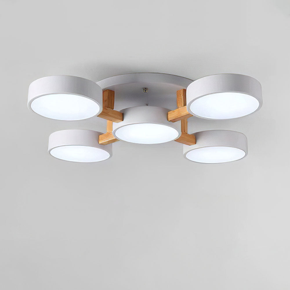 Modern Iron Wood LED Bedroom Ceiling Light