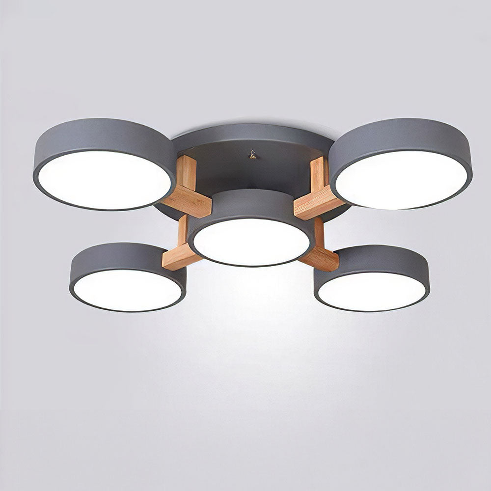 Modern Iron Wood LED Bedroom Ceiling Light