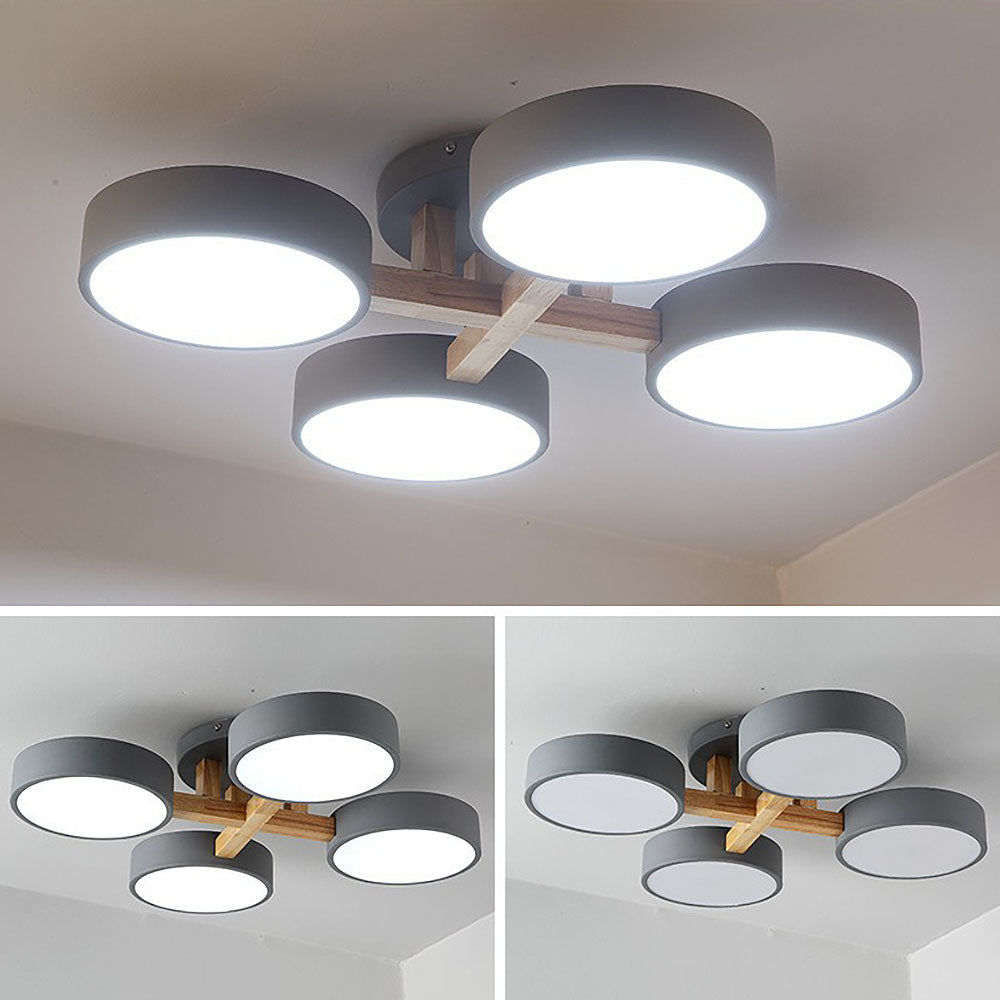 Modern Iron Wood LED Bedroom Ceiling Light