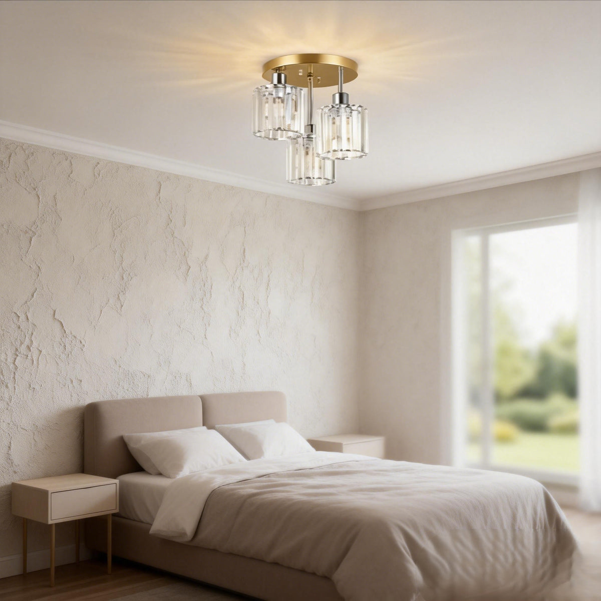 Elegant Crystal Semi Flush Ceiling Light