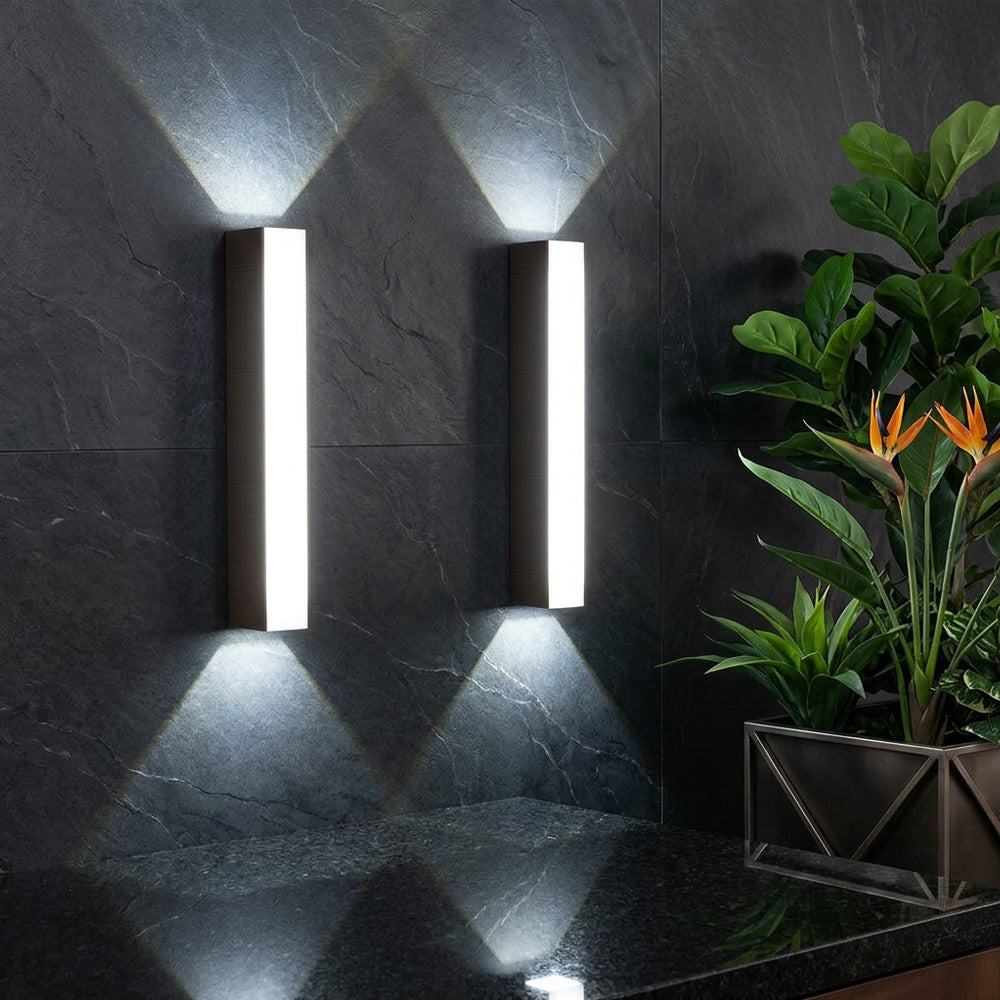 Set of 2 Modern Aluminium Up-and-Down LED Outdoor Wall Light