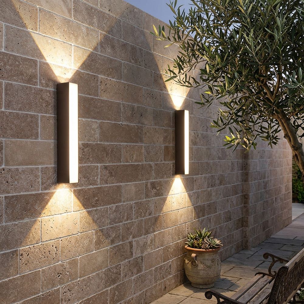 Set of 2 Modern Aluminium Up-and-Down LED Outdoor Wall Light